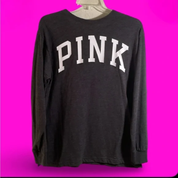 PINK, LONG SLEEVE HENLEY TSHIRT, GRAY, LARGE - Picture 2 of 2